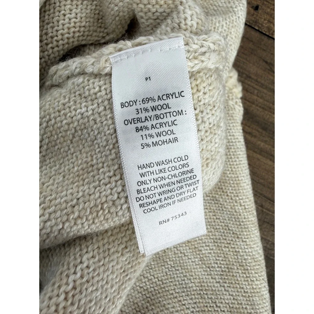 Akini‎ Knit Sweater Skirt Womens Small Cream Oatmeal Wool Blend Ruffle Hem Boho